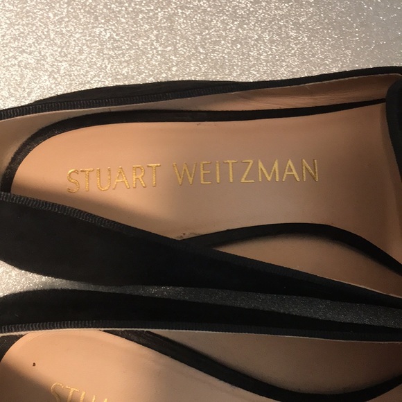 Stuart Weitzman Keegan Bow Flat Loafers In Black Suede. 10 1/2 - Picture 5 of 7